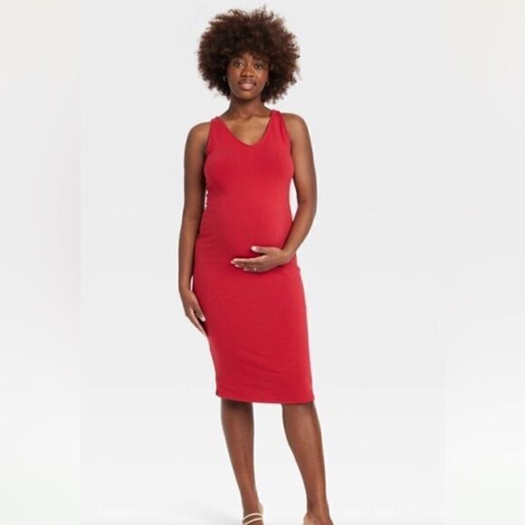 NWT Target Bodycon Maternity Dress - Isabel Maternity by Ingrid & Isabel™ Red XS - Picture 2 of 4